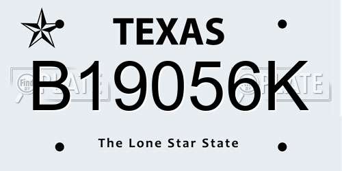 B19056K Texas License Plate