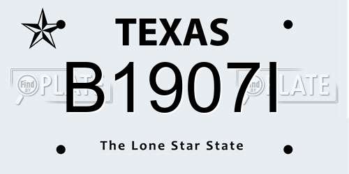 B1907I Texas License Plate