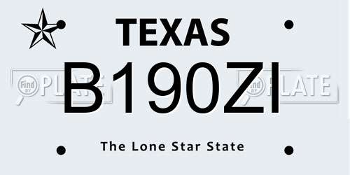 B190ZI Texas License Plate