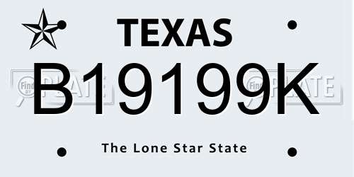B19199K Texas License Plate