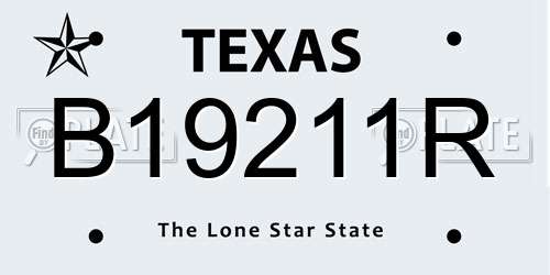 B19211R Texas License Plate