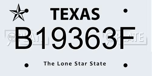 B19363F Texas License Plate
