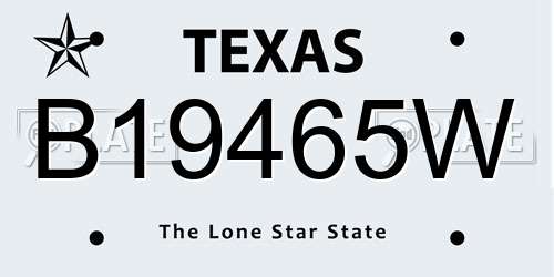 B19465W Texas License Plate