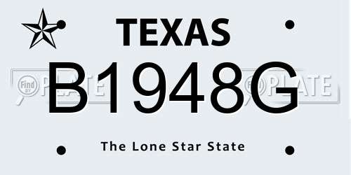 B1948G Texas License Plate
