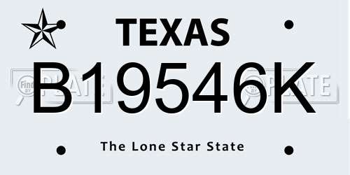 B19546K Texas License Plate