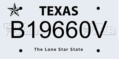 B19660V Texas License Plate