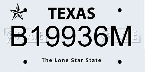 B19936M Texas License Plate