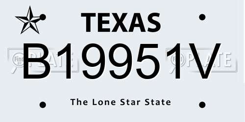 B19951V Texas License Plate