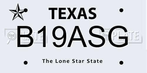 B19ASG Texas License Plate
