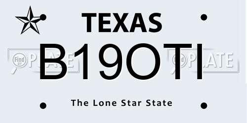 B19OTI Texas License Plate