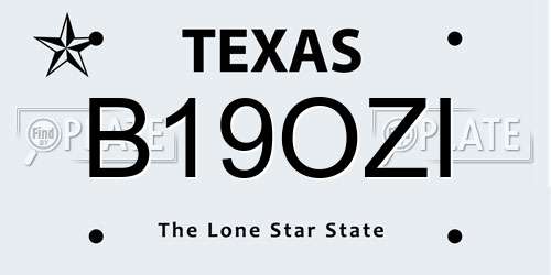 B19OZI Texas License Plate
