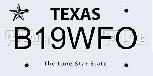 B19WFO Texas License Plate