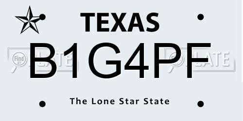 B1G4PF Texas License Plate