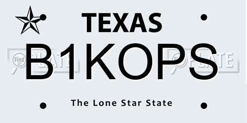 B1KOPS Texas License Plate