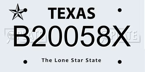 B20058X Texas License Plate
