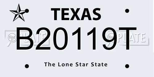 B20119T Texas License Plate