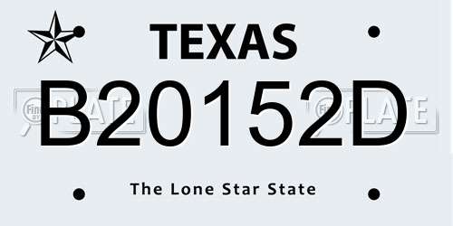 B20152D Texas License Plate