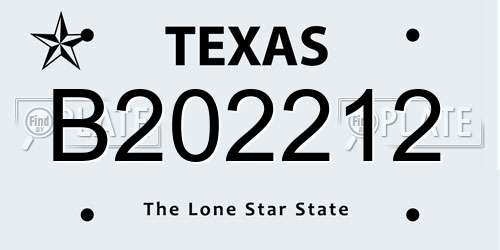 B202212 Texas License Plate