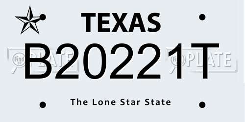 B20221T Texas License Plate