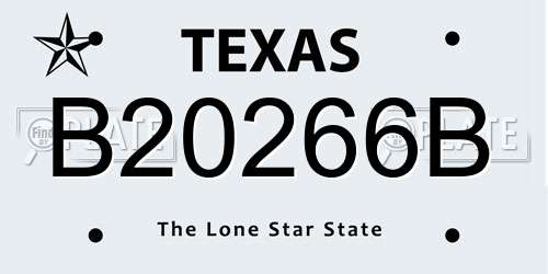 B20266B Texas License Plate
