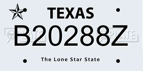 B20288Z Texas License Plate