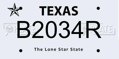 B2034R Texas License Plate