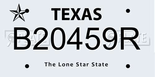 B20459R Texas License Plate