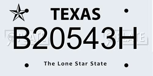 B20543H Texas License Plate