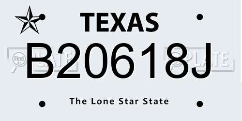 B20618J Texas License Plate