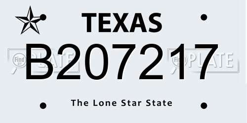 B207217 Texas License Plate