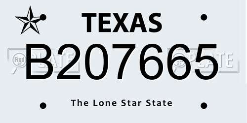 B207665 Texas License Plate