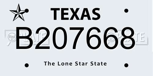 B207668 Texas License Plate