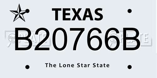 B20766B Texas License Plate