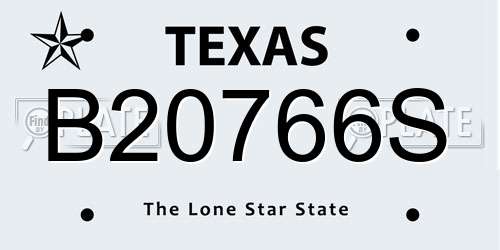 B20766S Texas License Plate