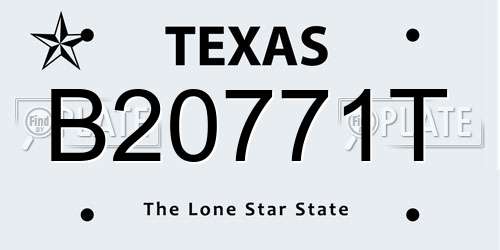 B20771T Texas License Plate