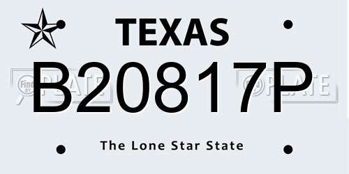 B20817P Texas License Plate