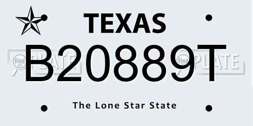 B20889T Texas License Plate