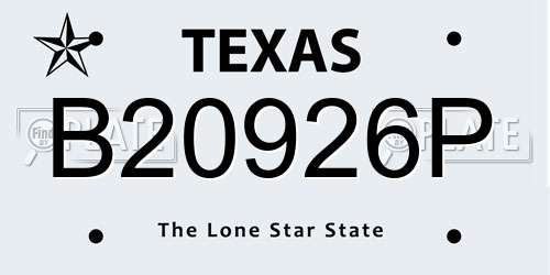 B20926P Texas License Plate
