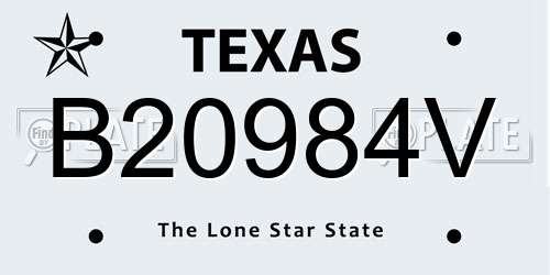 B20984V Texas License Plate