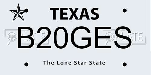 B20GES Texas License Plate