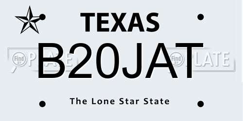B20JAT Texas License Plate