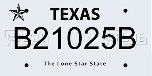 B21025B Texas License Plate
