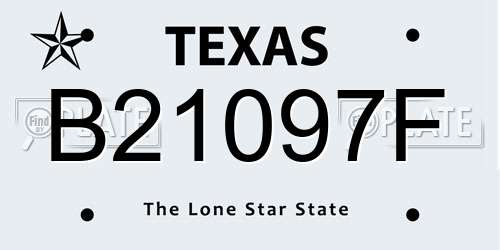 B21097F Texas License Plate