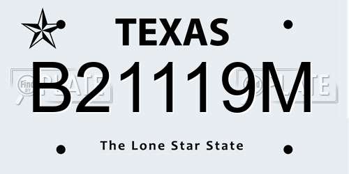B21119M Texas License Plate