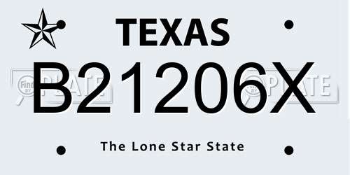 B21206X Texas License Plate