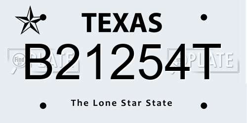 B21254T Texas License Plate