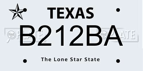 B212BA Texas License Plate