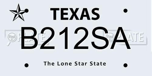 B212SA Texas License Plate