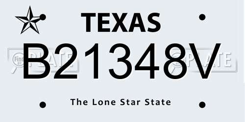 B21348V Texas License Plate