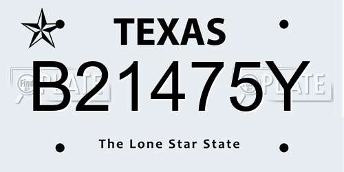B21475Y Texas License Plate